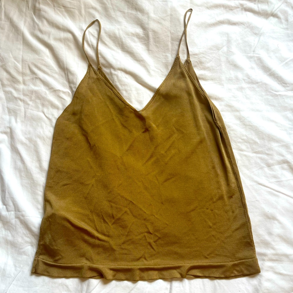 Zara Gold Knit Tank Top Small